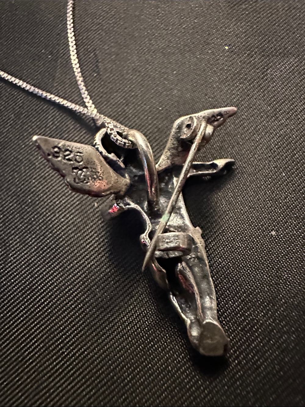 925 Sterling Silver Cherub Cupid Angel Pendant Necklace - 7g - Picture 4 of 6